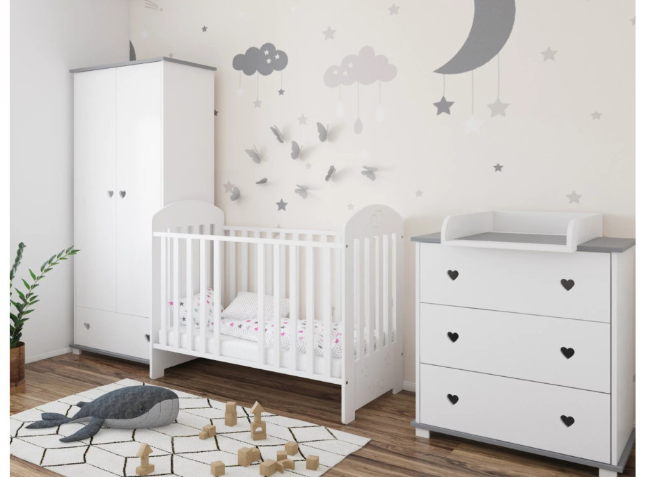 Detská postieľka so šuplíkom LITTLE SISI 120x60 cm - BIELA