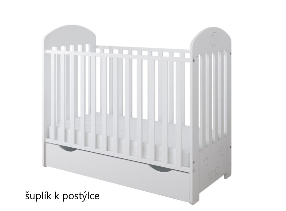 Detská postieľka so šuplíkom LITTLE SISI 120x60 cm - BIELA