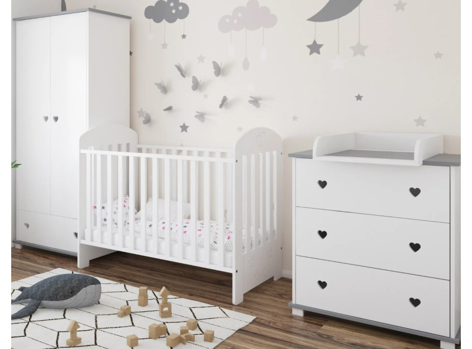 Detská postieľka so šuplíkom LITTLE SISI 120x60 cm - BIELA