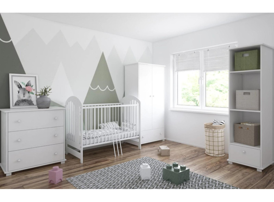 Detská postieľka so šuplíkom LITTLE TIMON 120x60 cm - BIELA