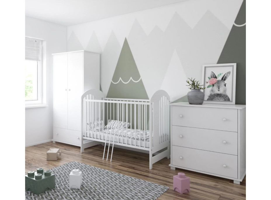 Detská postieľka so šuplíkom LITTLE TIMON 120x60 cm - BIELA