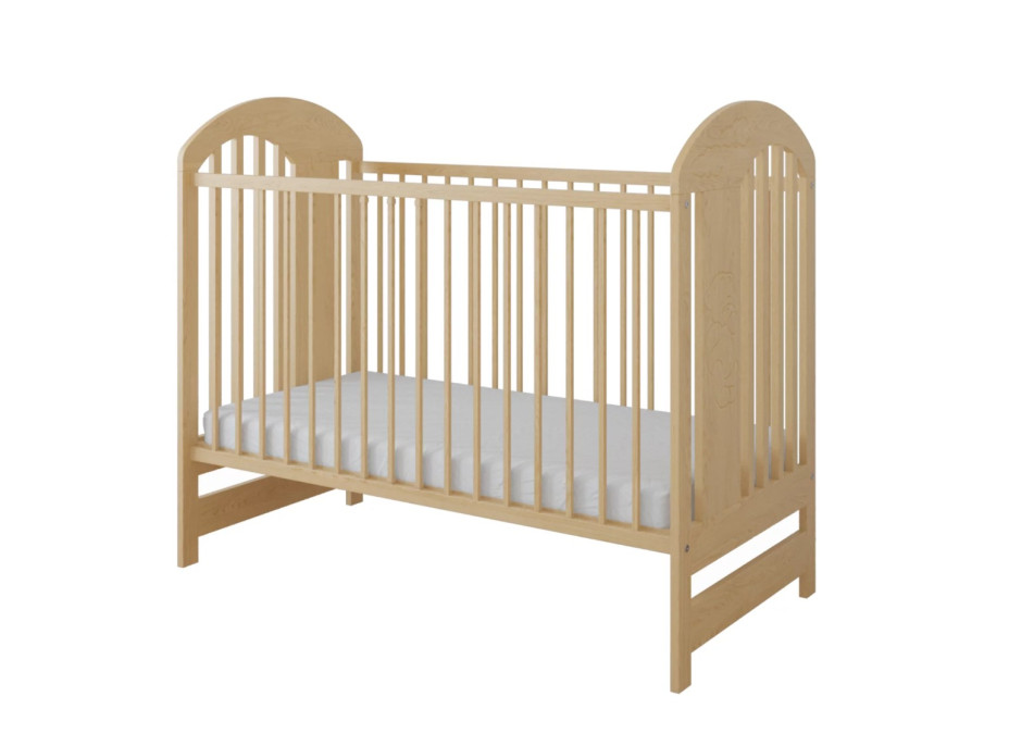 Detská postieľka so šuplíkom LITTLE TIMON 120x60 cm - PRÍRODNÁ BOROVICA