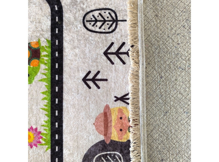 Detský kusový koberec HONOR New - Putovanie za zvieratkami - šedý