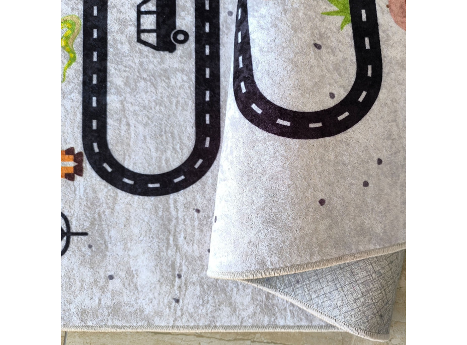 Detský kusový koberec HONOR New - Putovanie za zvieratkami - šedý