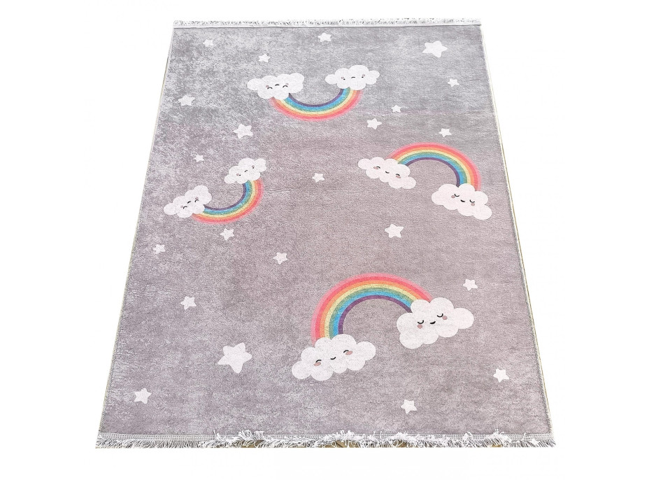 Detský kusový koberec HONOR New - Dúha - šedý