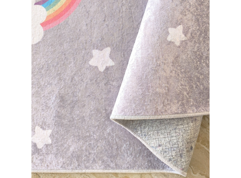 Dětský kusový koberec HONOR New - Duha - šedý