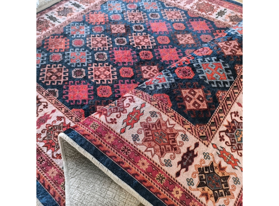 Kusový koberec HONOR New - Pattern - tmavomodrý/červený