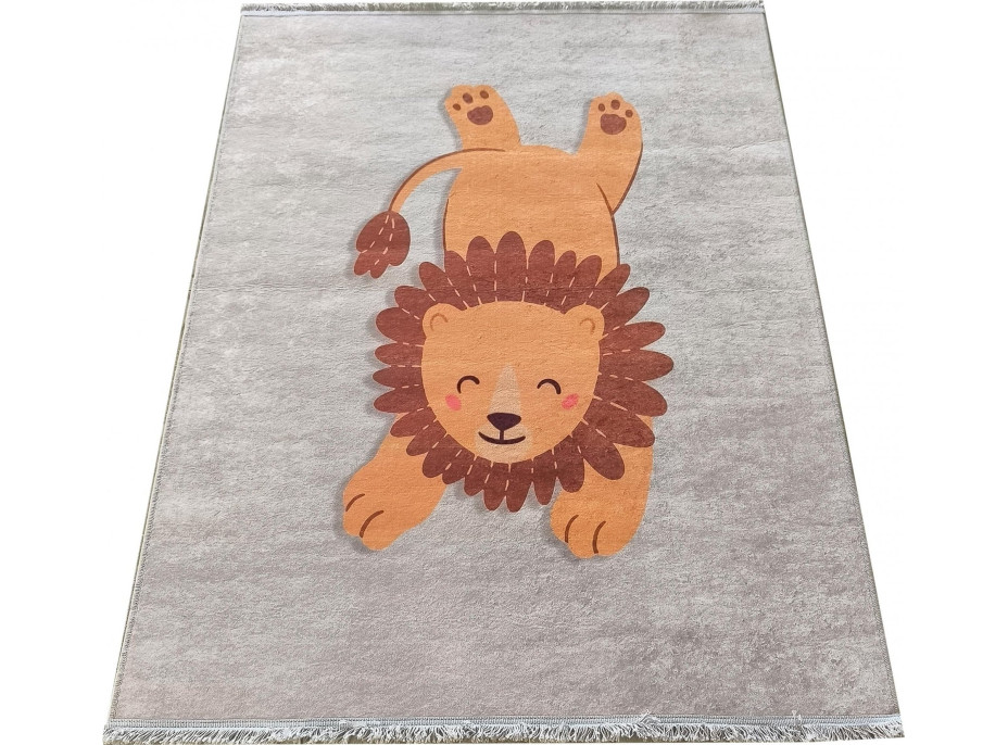 Detský kusový koberec HONOR New - Lev - šedý