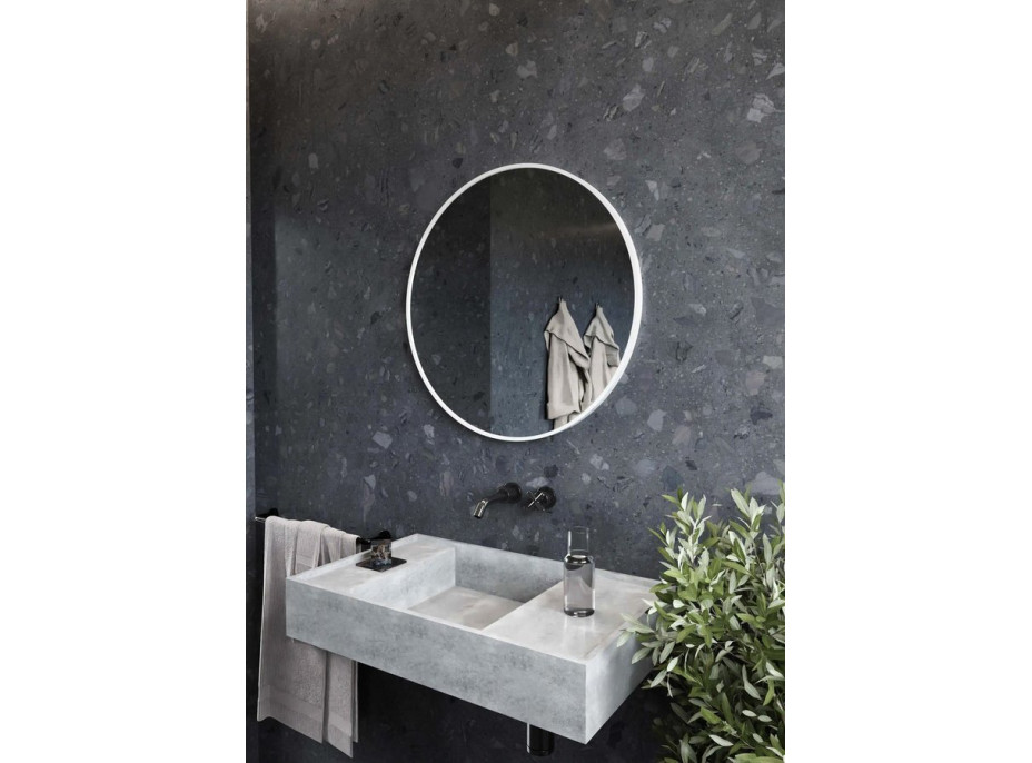 Sapho NOTION SLIM okrúhle zrkadlo v ráme ø 80cm, biela mat NT800W