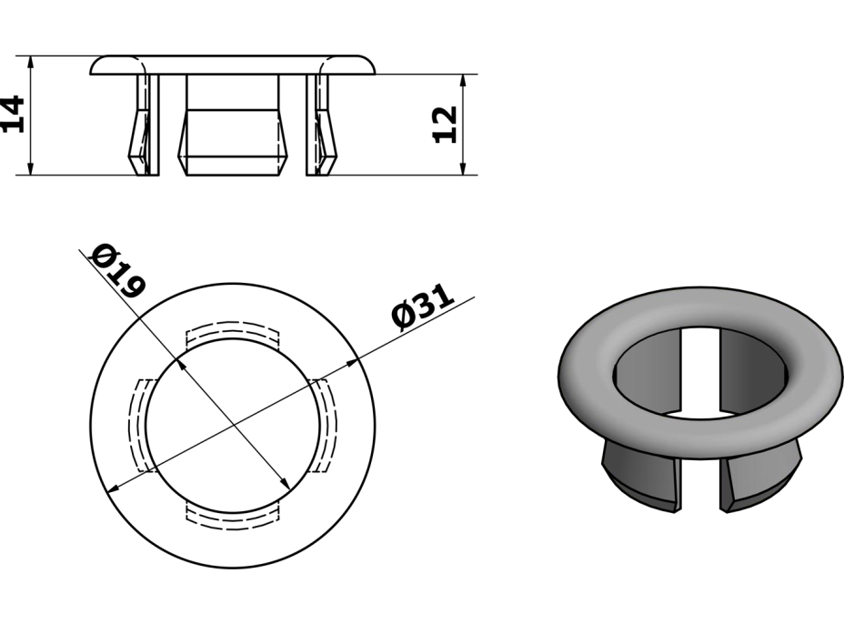 Sapho Krytka prepadu Ø 30mm, čierna mat ND1601B