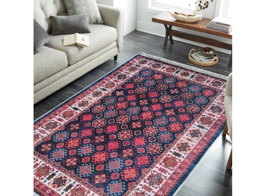 Kusový koberec HONOR New - Pattern - tmavomodrý/červený