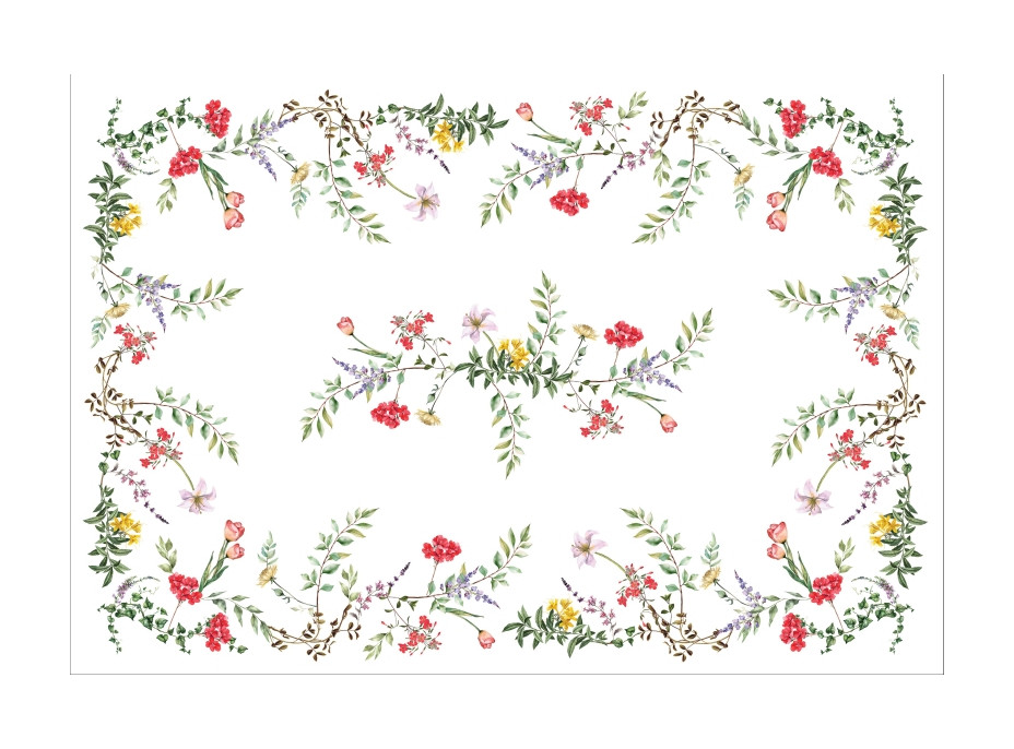Veľkonočný obrus BLISS Kvety - 130x180 cm - biely