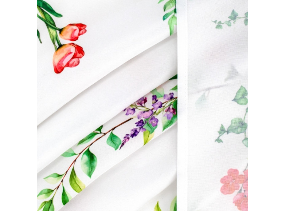 Veľkonočný obrus BLISS Kvety - 130x180 cm - biely