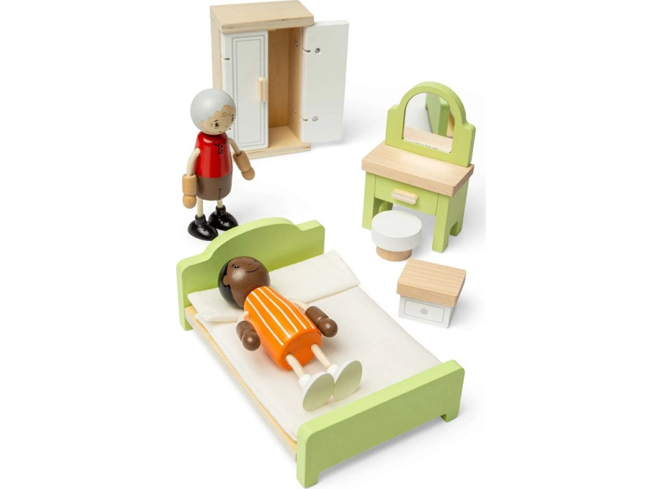 Bigjigs Toys Drevený nábytok do domčeka pre bábiky Spálňa