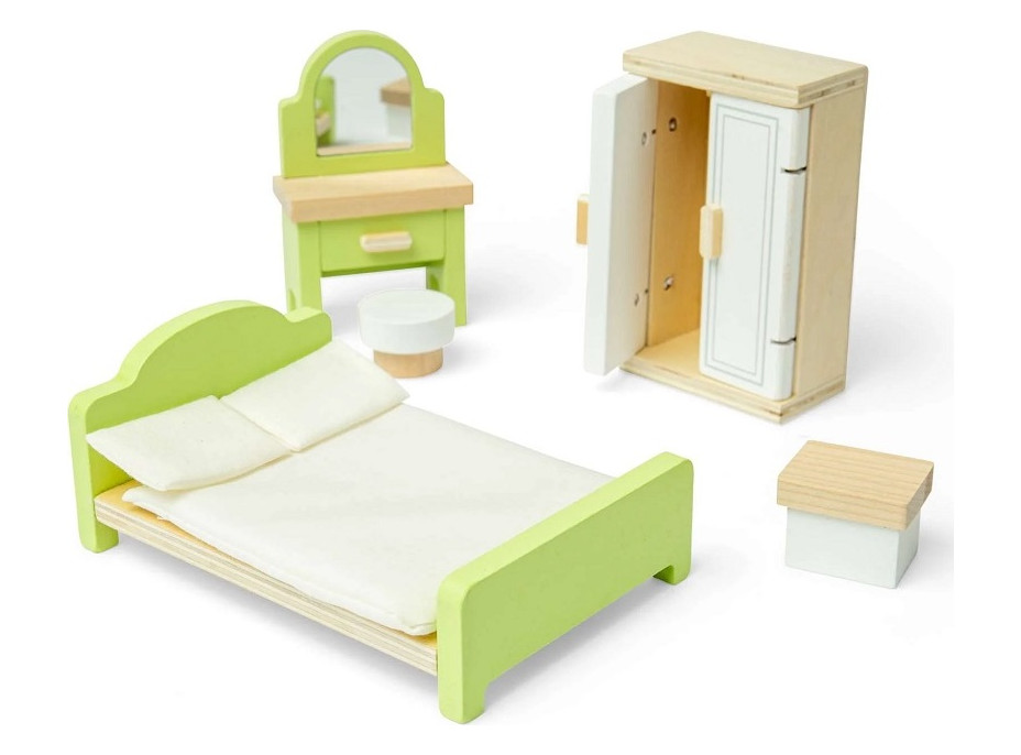 Bigjigs Toys Drevený nábytok do domčeka pre bábiky Spálňa