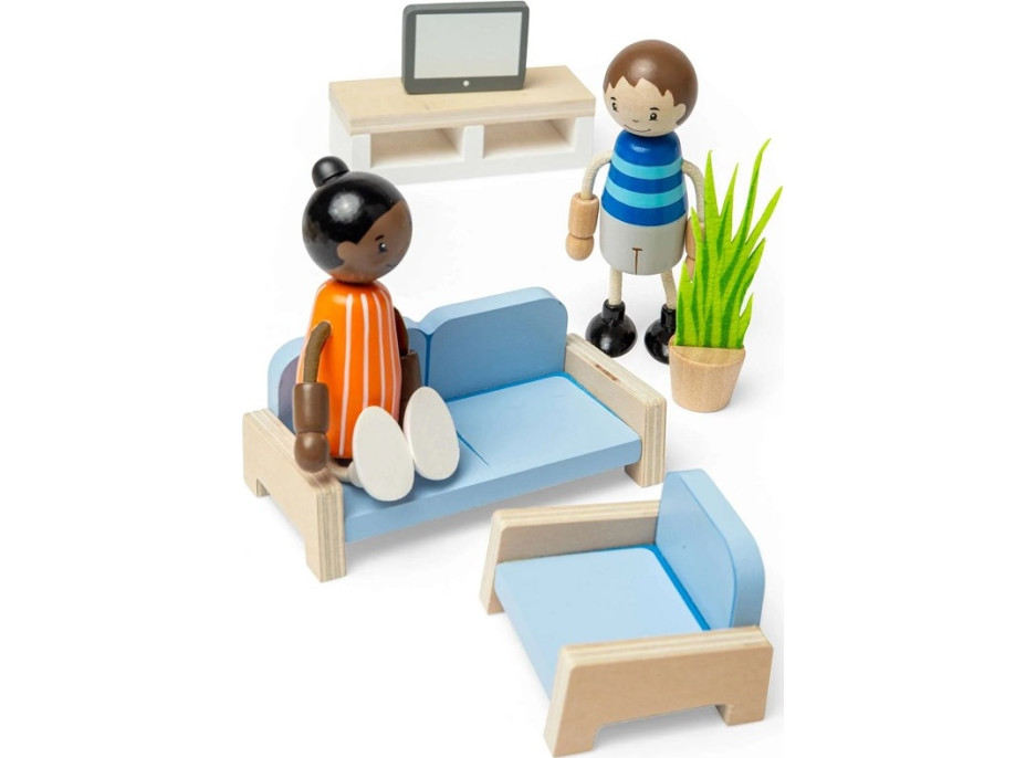 Bigjigs Toys Drevený nábytok do domčeka pre bábiky Obývacia izba