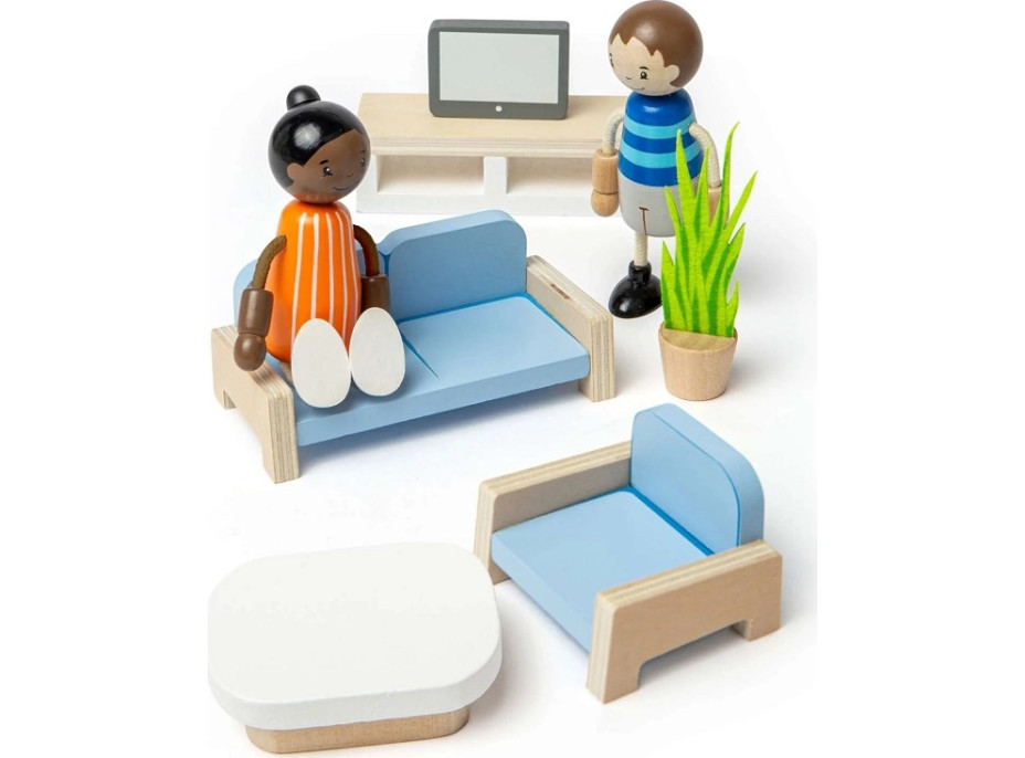 Bigjigs Toys Drevený nábytok do domčeka pre bábiky Obývacia izba