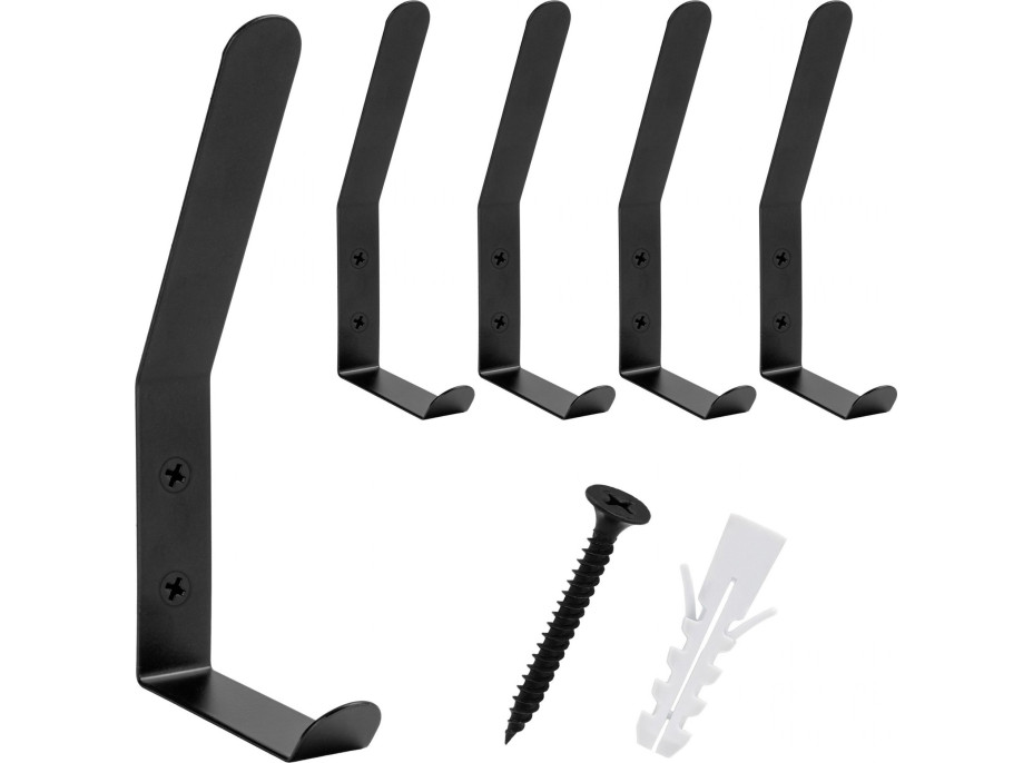 Súprava kovových háčikov FLORO 5 ks - čierna