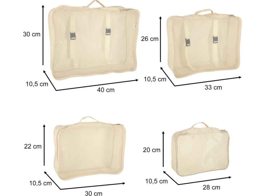 Organizéry do kufra - cestovná sada 8 kusov doplnkov - béžová