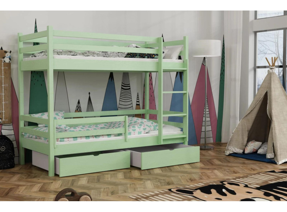 Detská poschodová posteľ z masívu borovice LEGEND PLUS so šuplíkmi - 200x90 cm