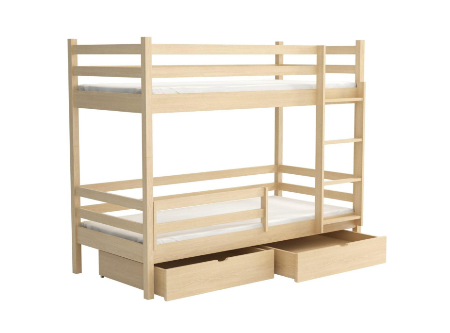 Detská poschodová posteľ z masívu borovice LEGEND PLUS so šuplíkmi - 200x90 cm