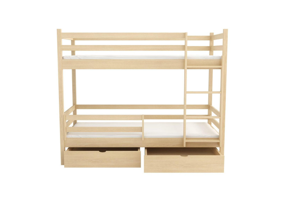 Detská poschodová posteľ z masívu borovice LEGEND PLUS so šuplíkmi - 200x90 cm