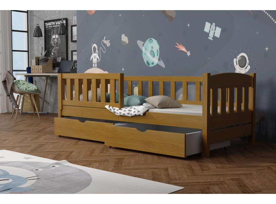 Detská posteľ z masívu borovice BEN so šuplíkmi - 180x80 cm