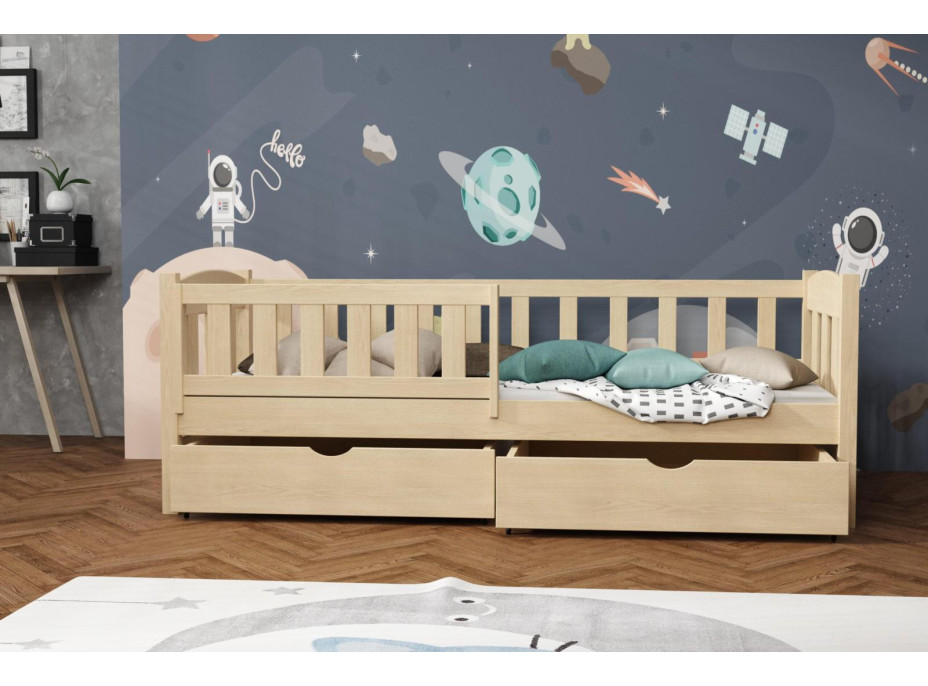 Detská posteľ z masívu borovice BEN so šuplíkmi - 180x80 cm