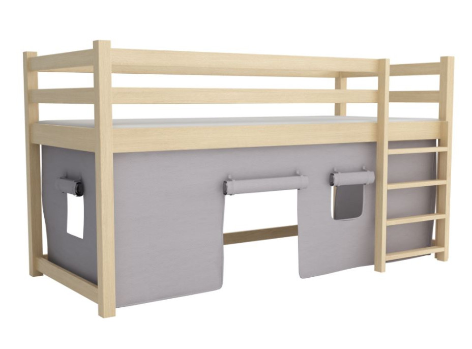 Detská vyvýšená posteľ z masívu borovice PORTO - 200x90 cm - KAŠMÍROVÁ