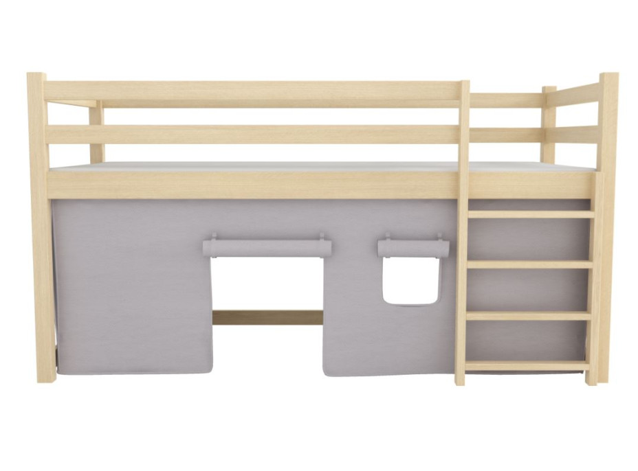 Detská vyvýšená posteľ z masívu borovice PORTO - 200x90 cm - OLIVOVO ZELENÁ