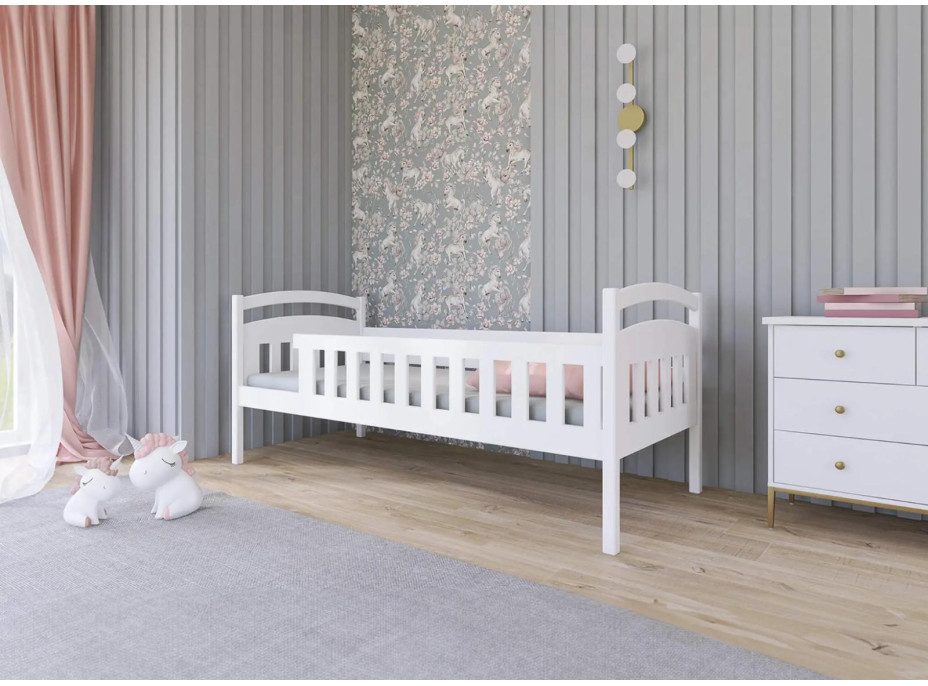 Detská vyvýšená posteľ z masívu borovice MARIANA - 200x90 cm - biela