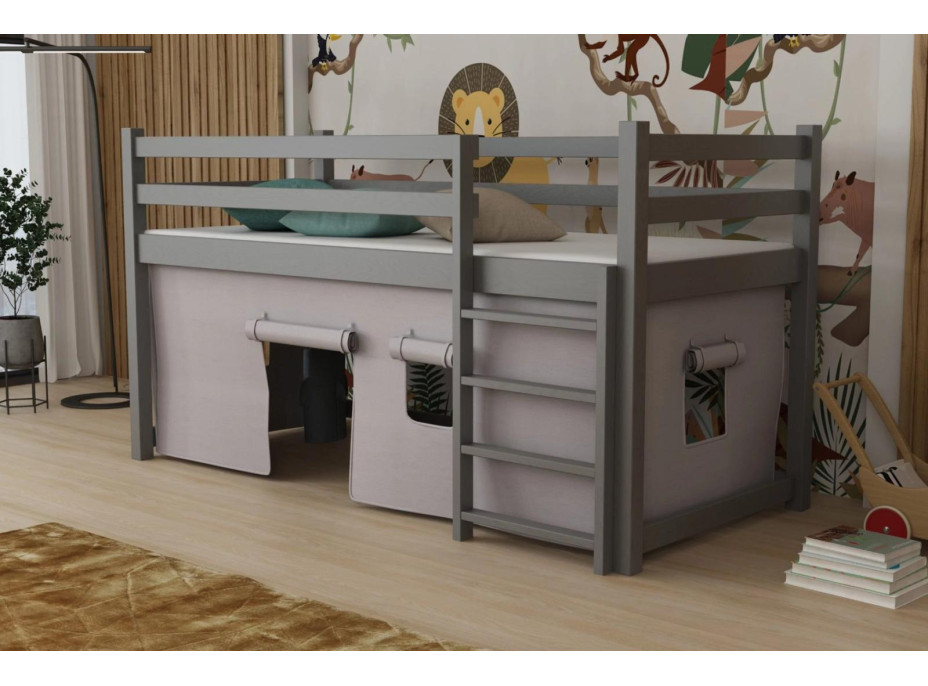 Detská vyvýšená posteľ z masívu borovice PORTO - 200x90 cm