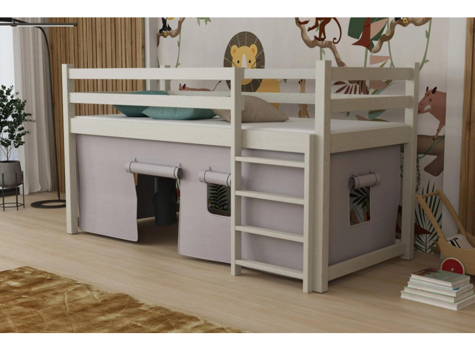 Detská vyvýšená posteľ z masívu borovice PORTO - 200x90 cm - KAŠMÍROVÁ