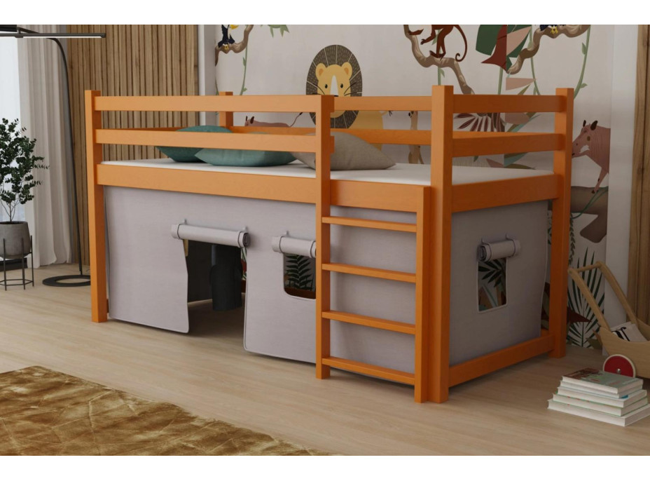 Detská vyvýšená posteľ z masívu borovice PORTO - 200x90 cm