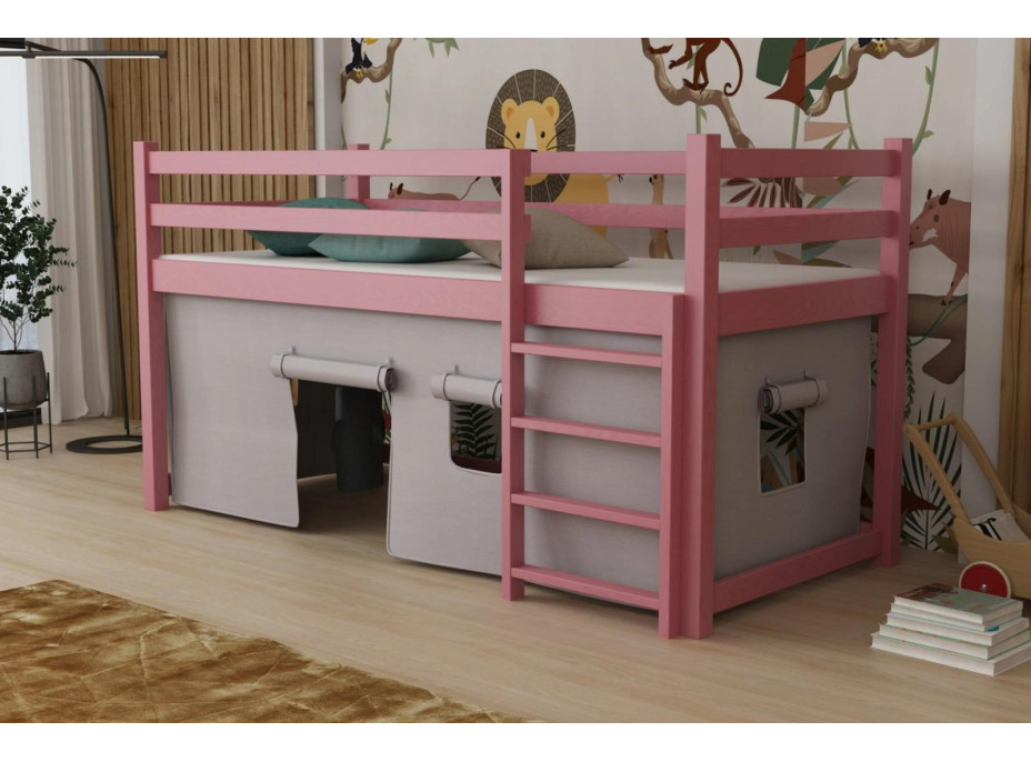 Detská vyvýšená posteľ z masívu borovice PORTO - 200x90 cm