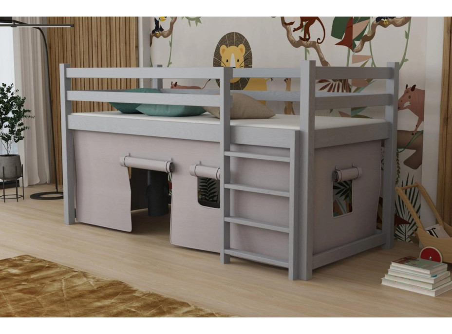 Detská vyvýšená posteľ z masívu borovice PORTO - 200x90 cm