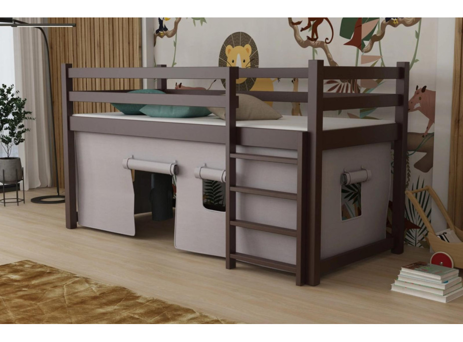 Detská vyvýšená posteľ z masívu borovice PORTO - 200x90 cm