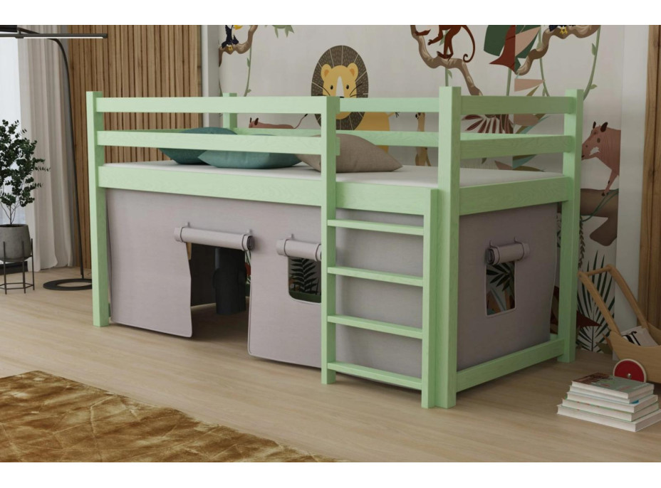 Detská vyvýšená posteľ z masívu borovice PORTO - 200x90 cm