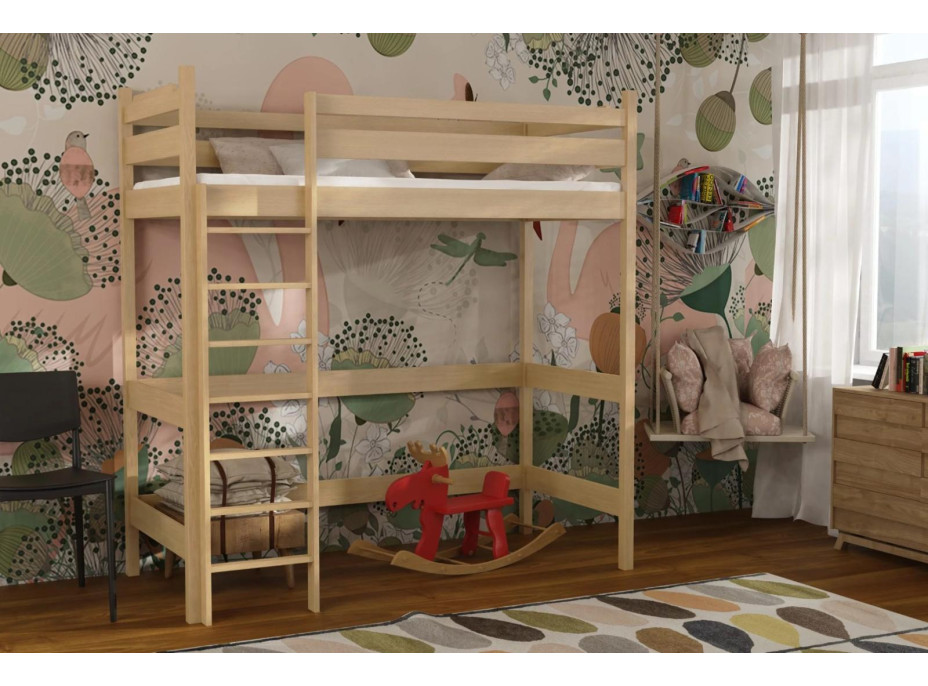 Detská vyvýšená posteľ z masívu borovice TEXAS - 200x90 cm