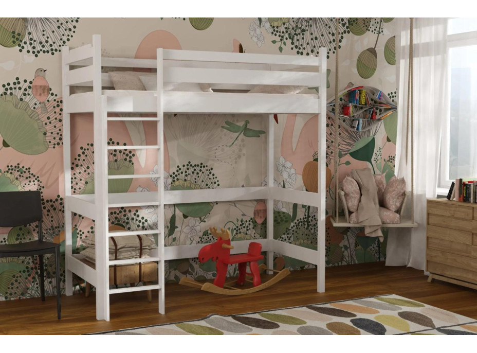 Detská vyvýšená posteľ z masívu borovice TEXAS - 200x90 cm