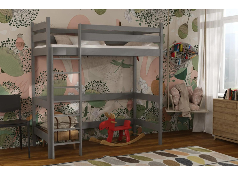 Detská vyvýšená posteľ z masívu borovice TEXAS - 200x90 cm