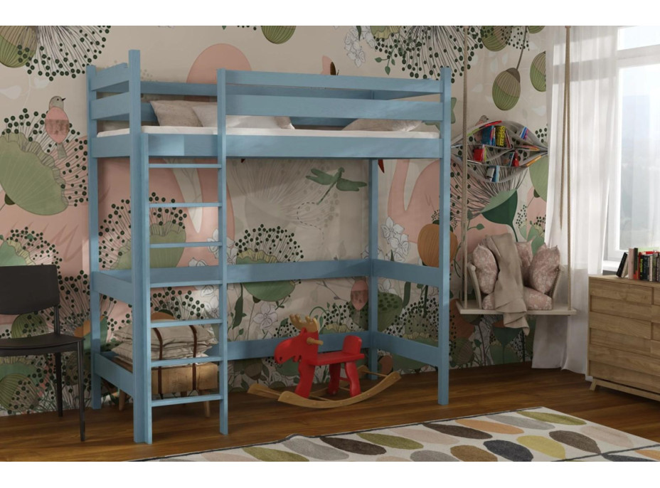 Detská vyvýšená posteľ z masívu borovice TEXAS - 200x90 cm