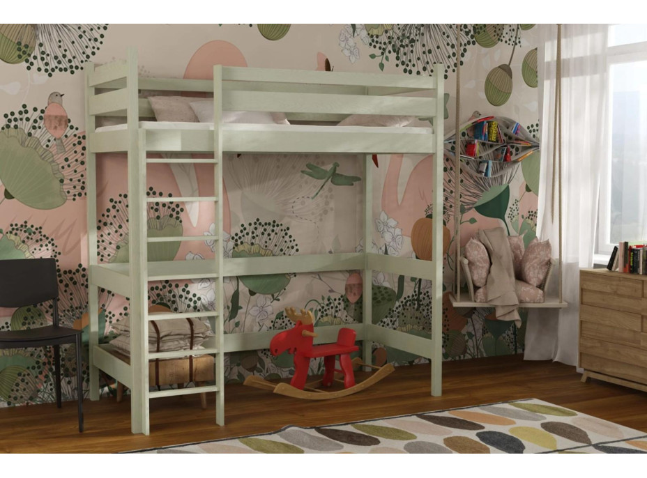 Detská vyvýšená posteľ z masívu borovice TEXAS - 200x90 cm