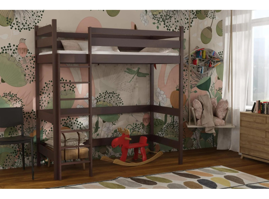 Detská vyvýšená posteľ z masívu borovice TEXAS - 200x90 cm