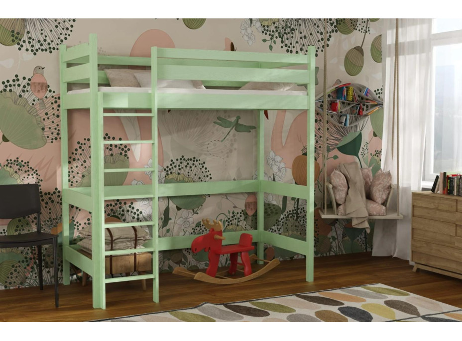 Detská vyvýšená posteľ z masívu borovice TEXAS - 200x90 cm