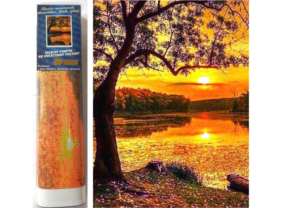 NORIMPEX Diamantové maľovanie Západ slnka nad jazerom 30x40 cm