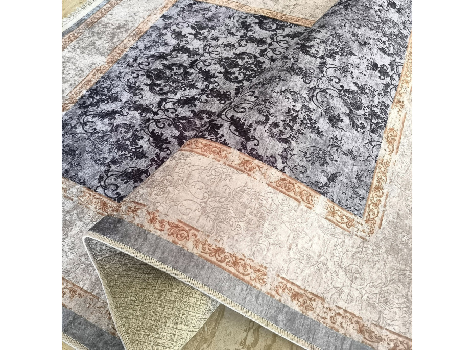 Kusový koberec HONOR New - Baroque - tmavo šedý/sivý