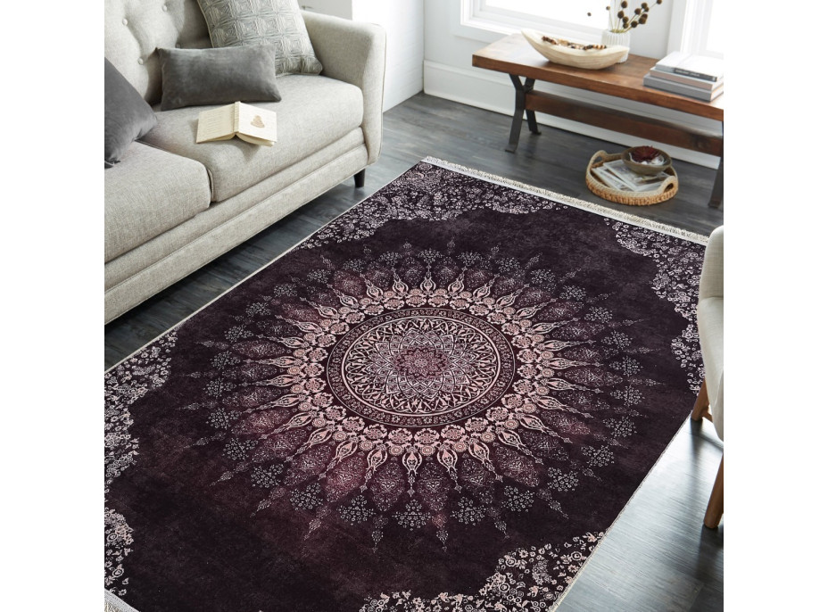 Kusový koberec HONOR New - Mandala - tmavo červený/ružový