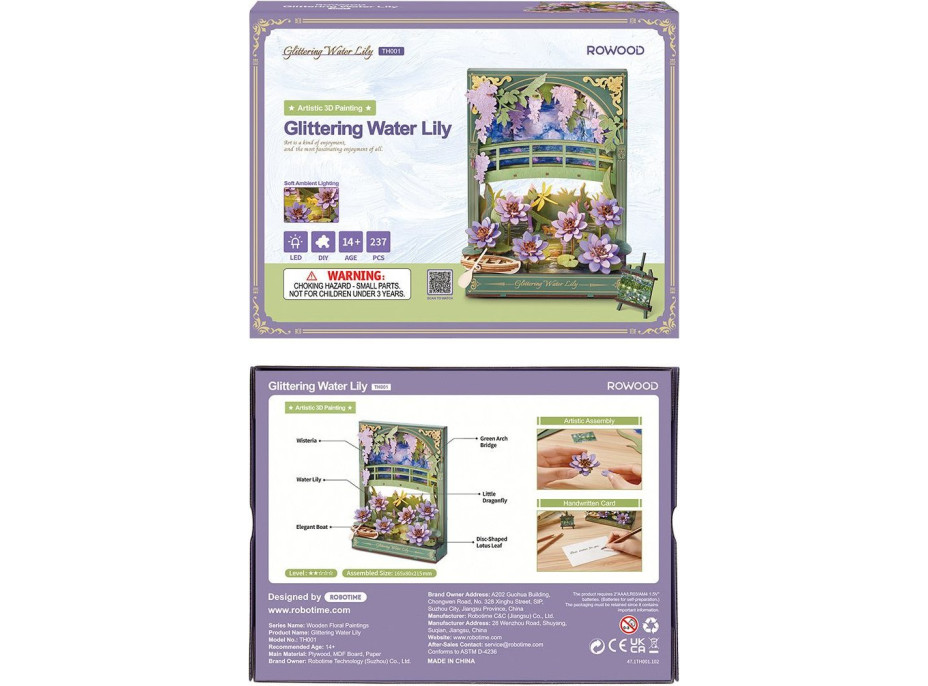 ROBOTIME Rowood 3D drevené puzzle Lekná s LED osvetlením 237 dielikov