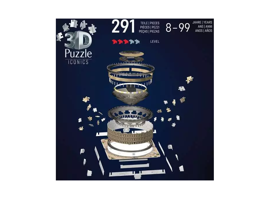 RAVENSBURGER Svietiace 3D puzzle Iconics: Koloseum (Nočná edícia) 216 dielikov